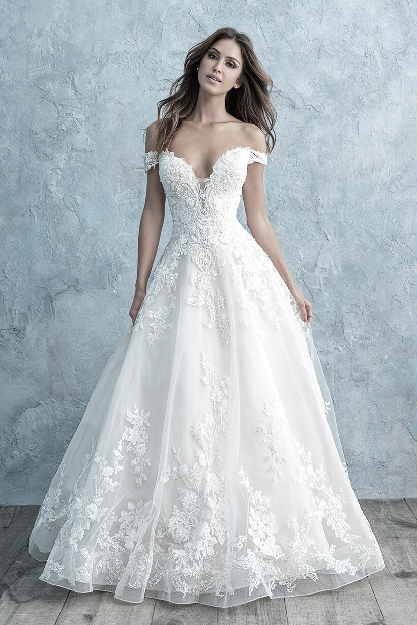 Long Sleeve Ball Gown Wedding Dress With Lace Bodice And Mikado Skirt |  Kleinfeld Bridal