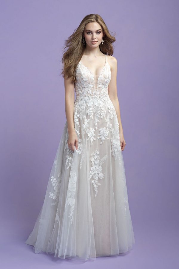 Allure Romance 3400 Wedding Dress with flowers sprinkle