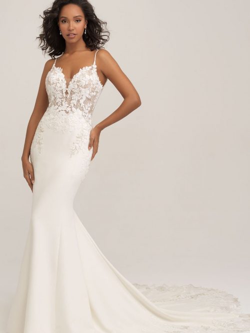 Allure Romance 3450 Wedding Dress with beaded lace appliques