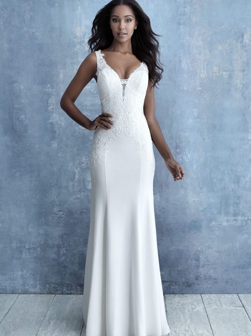 Allure Bridals 9682 Sheath Crepe Wedding Dress
