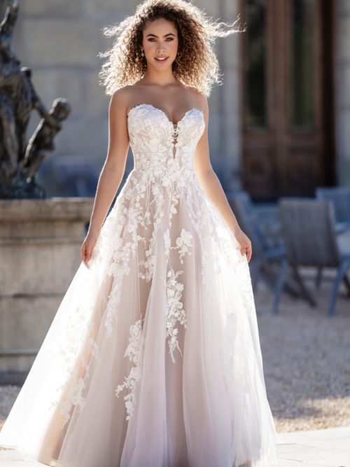 strapless A-line gown