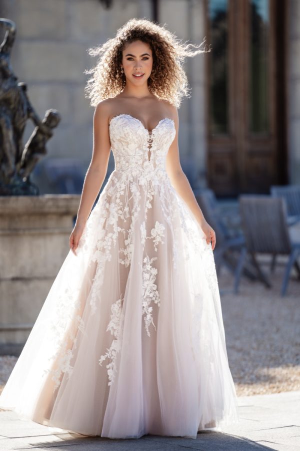 strapless A-line gown