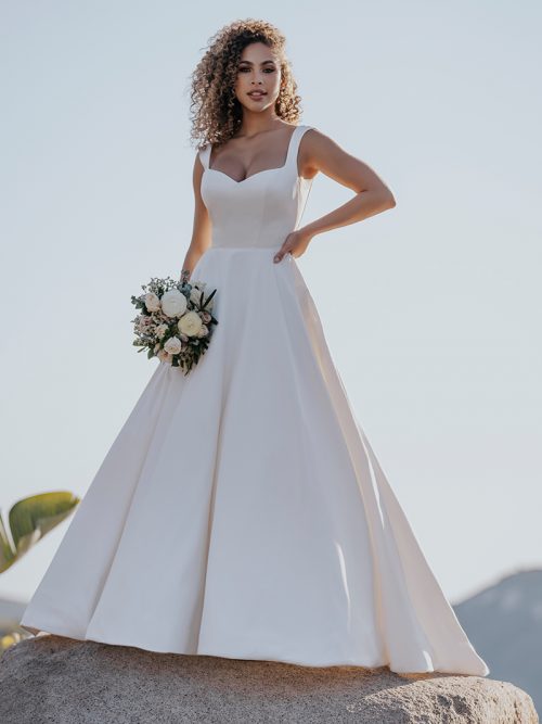 A1155 Allure Bridals dove satin ballgown