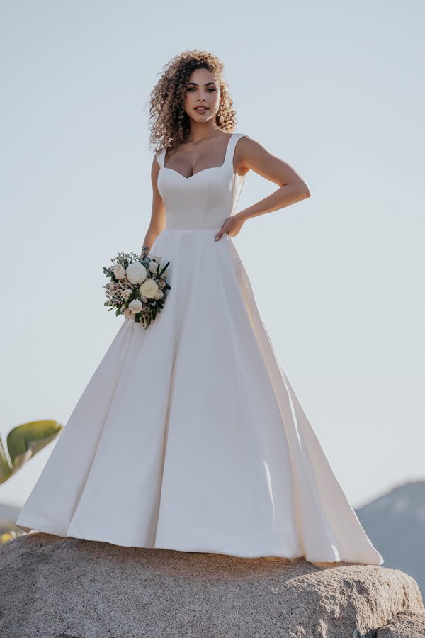 A1155 Allure Bridals dove satin ballgown