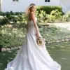 A-line gown is crafted from luminous Mikad